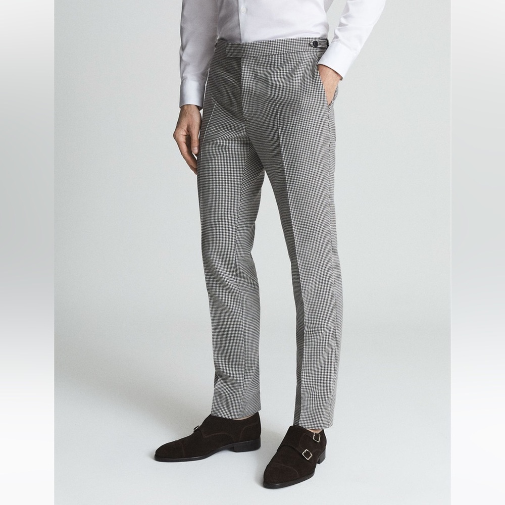 REISS MEN PUPPYTOOTH MIXER WOOL BLEND TROUSERS / DRESS PANTS / SLACKS / Size 30